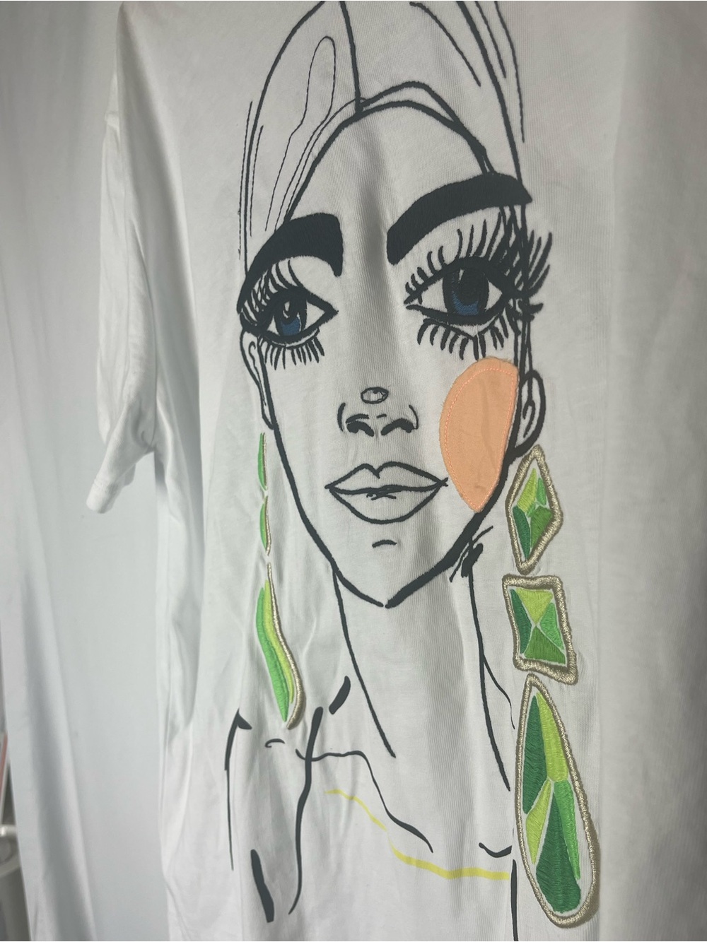 Zara Womens Graphic Tee Girl Print T-Shirt Loose Fit White Sz S - Picture 3 of 5